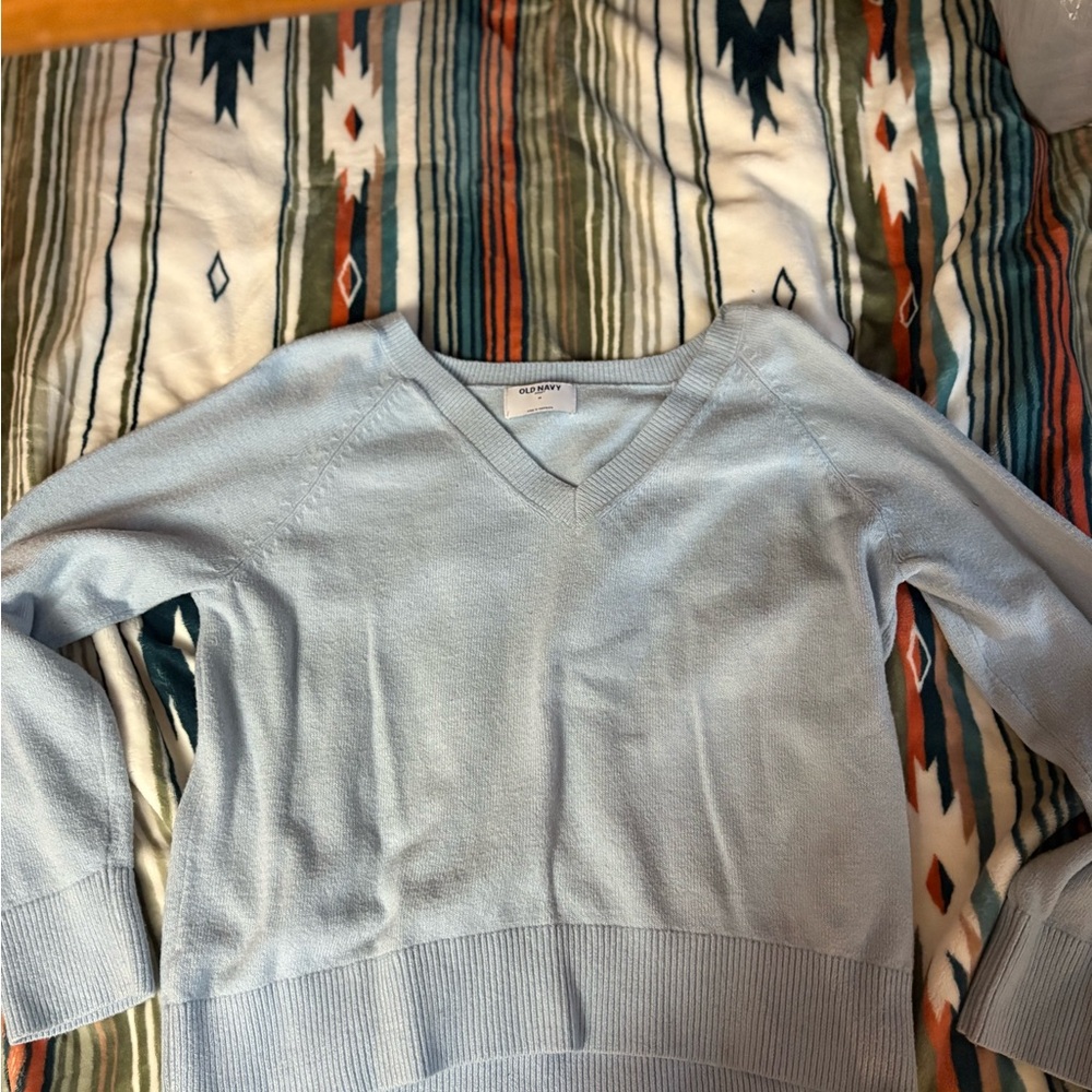 Old Navy Blue V-Neck Sweater Casual Knit